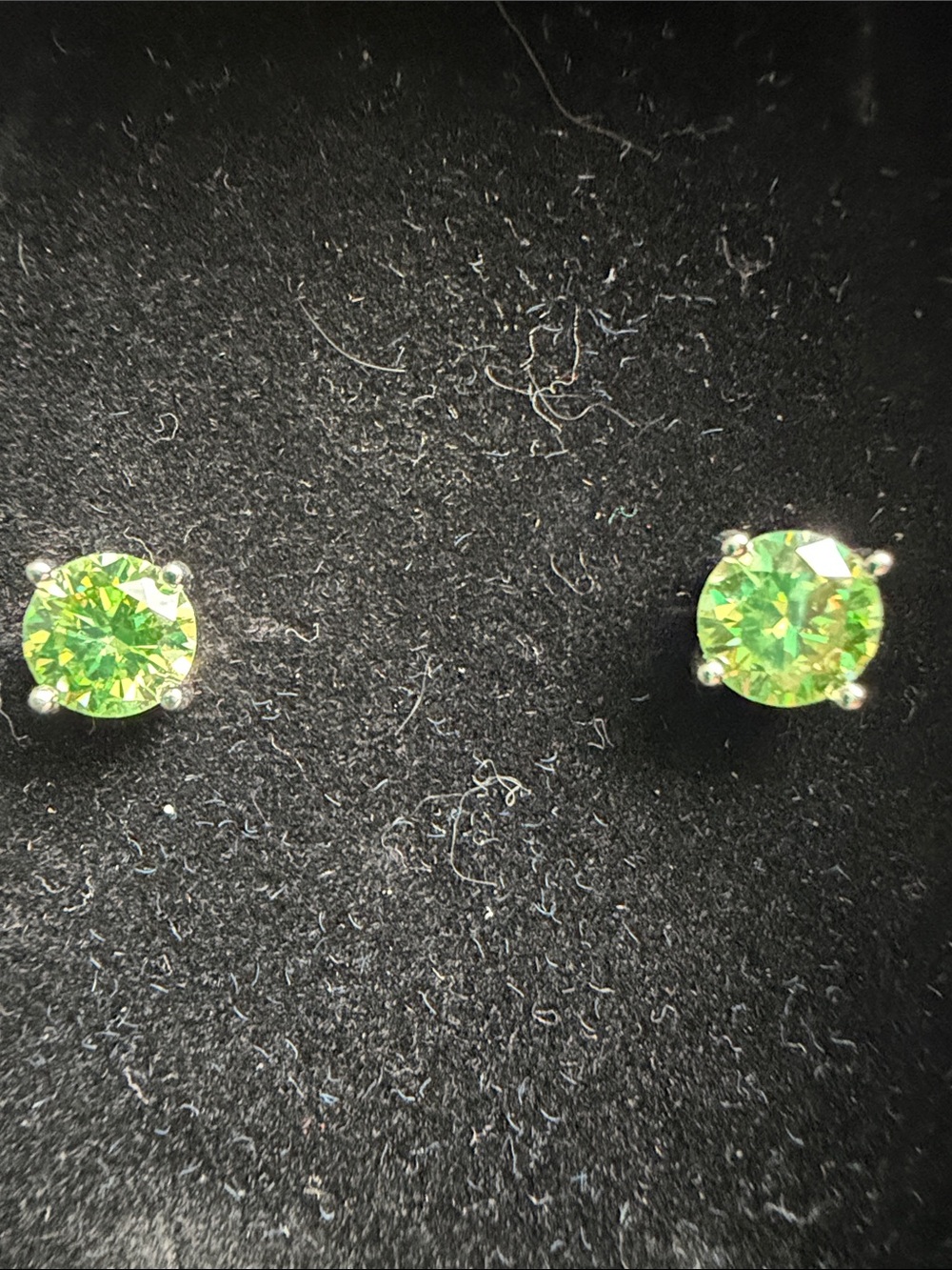 Green Cubic Zirconia Sterling Silver Stud Earrings - Women Jewelry